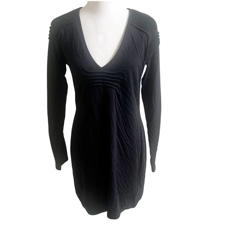 Anne Fontaine Sweater Dress Long Sleeve Black Size 42/Small Wool Blend Pleats